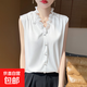 【爆款輕奢】法式花邊領(lǐng)V領(lǐng)無(wú)袖背心木耳邊緞面襯衫女氣質(zhì)上衣潮 白色 L 【建議105-120斤】