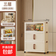 折疊收納柜客廳寶寶玩具零食多層柜家居超大衣物儲物柜防塵置物架 混色門(mén)【奶油架+雙開(kāi)門(mén)】3層/帶輪