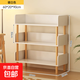 書(shū)架置物架落地一體靠墻收納架實(shí)木色儲物架家用學(xué)生多層閱讀書(shū)柜 【三層 加粗腿】60*20*90cm 暖白色