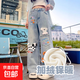 女童褲子加絨牛仔褲秋冬加厚2025新款兒童初中生女孩闊腿褲女大童 加絨牛仔褲 140