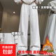 女童褲子冬季2025新款大兒童秋冬季加絨洋氣運動(dòng)休閑直筒闊腿衛褲 白灰色加絨 160