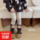 女童打底褲冬季加絨加厚堆堆襪套卡通拉布布女寶寶連褲襪兒童褲襪 【燕麥色】006-2拉布布A款 1條 均碼 XL碼（適合身高121-135cm）