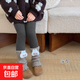 女童打底褲冬季加絨加厚堆堆襪套卡通拉布布女寶寶連褲襪兒童褲襪 【灰色】006-2拉布布A款 1條 均碼 M碼（適合身高90-105cm）