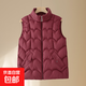 媽媽加厚羽絨棉馬甲2025新款秋冬奶奶保暖棉衣背心中老年女裝外套 酒紅色 6XL 建議140-160斤