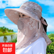 涼感冰絲面料防曬帽子女夏季遮臉太陽(yáng)帽大沿百搭防曬采茶遮陽(yáng)帽女 荷塘月色冰絲面料香檳色 遮陽(yáng)大檐【帶防風(fēng)繩】