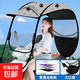 電動(dòng)車(chē)雨棚蓬遮陽(yáng)傘摩托車(chē)電瓶車(chē)雨傘防曬罩黑膠加厚擋風(fēng)擋雨新款 黑膠底加厚款【灰色小貓】 車(chē)有倒車(chē)鏡款