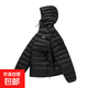 冬季男生棉服大碼輕薄款連帽排骨羽男女情侶絨棉服棉衣加厚外套男 黑色 XL