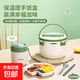 上班族飯盒加深大容量泡面碗密封不銹鋼保溫特大號帶蓋打包裝湯碗 咖褐色【送折疊勺筷】 1800ml