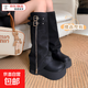大頭褲管靴女甜酷風(fēng)堆堆靴厚底松糕西部靴不過(guò)膝長(cháng)靴高筒騎士靴子 黑色升級款【99%用戶(hù)選擇】 37 【標準尺碼】