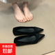 法式百搭尖頭內增高淺口單鞋女春2025新款平底配裙子通勤瑪麗珍鞋 黑色 37