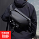 男士斜挎包通勤包胸包男款郵差包騎行包機車(chē)背包運動(dòng)男生潮單肩包 黑色 升級磁吸版【一秒快拆】