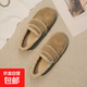 毛毛鞋女外穿加絨保暖勃肯鞋2025年冬季新款復古平底豆豆鞋女棉鞋 卡其色 38