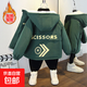 兒童派克服連帽卡通棉衣2025秋冬加絨加厚外套保暖風(fēng)衣 右箭頭加絨外套軍綠色 110