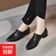 套腳深口尖頭小皮鞋粗跟中跟春夏新款百搭簡(jiǎn)約通勤風(fēng)低跟鞋樂(lè )福鞋 黑色 37