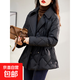 2025冬款中長(cháng)款羽絨服女西裝領(lǐng)時(shí)尚短款修身收腰白鴨絨絎棉 黑色 2XL