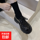 黑色厚底增高瑪麗珍小皮鞋女2025年春季新款jk英倫復古樂(lè )福單鞋子 黑色-亮光 38