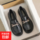 2025春季新款黑色樂(lè )福鞋復古平底鞋子英倫風(fēng)軟底小皮鞋一腳蹬女鞋 黑色 37