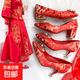 婚鞋女粗跟2026新款孕婦新娘鞋紅色中式秀禾服高跟鞋敬酒婚禮女鞋 紅色 2.5cm 37