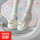 原創(chuàng  )新款小熊奶芙lo鞋lolita小低跟圓頭單鞋日常洛麗塔學(xué)生小皮鞋 白色 36