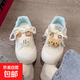 韓系簡(jiǎn)約小眾厚底星星板鞋女款春秋百搭圓頭面包鞋休閑運動(dòng)小白鞋 淺藍色 38