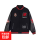國潮高街徽章刺繡pu皮拼接夾克男女青少年學(xué)生百搭潮流棒球服外套 黑色 M