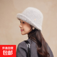 兔毛漁夫帽女秋冬季新款顯臉小針織卷邊禮帽戶(hù)外百搭時(shí)尚保暖帽子 淺灰 均碼