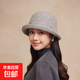 秋冬季復古羊毛漁夫帽子新款女氣質(zhì)簡(jiǎn)約盆帽卷邊時(shí)尚顯臉小帽子潮 淺灰