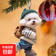 創(chuàng  )意小泰迪背包小狗可愛(ài)新款掛件車(chē)載掛飾包包鑰匙扣亞克力ins風(fēng) 牛仔褲小狗掛件