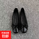 淺口單鞋2025年春夏季新款女軟底平底方頭法式蝴蝶結晚晚風(fēng)豆豆鞋 黑色 37