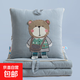 全棉手提繡花抱枕被可機洗二合一多功能抱枕被子午睡被子公司禮品 背包熊-藍色 大號50*50 打開(kāi)150*190cm
