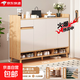 實(shí)木鞋柜門(mén)口入戶(hù)柜鞋架家用門(mén)口多層家用鞋子收納一體靠墻玄關(guān)柜 田園橡木色120*32*100cm（加厚密度板）