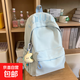 簡(jiǎn)約雙肩包森系書(shū)包ins大容量純色校園初中生大學(xué)生韓版背包休閑 藍色帶掛件