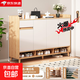 實(shí)木鞋柜門(mén)口入戶(hù)柜鞋架家用門(mén)口多層家用鞋子收納一體靠墻玄關(guān)柜 田園橡木色140*32*100cm（加厚密度板）