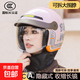 3C認證電動(dòng)摩托車(chē)頭盔內推式男女四季通用半盔冬季保暖騎行安全帽 櫻花粉/男女通用-內推式高清長(cháng)鏡/可拆圍脖/ 均碼（頭圍55-60cm）