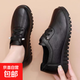 牛筋底皮面防水防滑廚房鞋上班工作單鞋媽媽黑色皮鞋老北京布鞋女 黑色 37