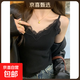 蕾絲吊帶內搭女外穿針織背心2025新款設計感小眾v領(lǐng)上衣夏 黑色 均碼 建議（85-125）斤