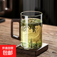 辦公茶杯玻璃杯喝水杯子實(shí)木把綠茶杯高硼硅男士家用泡茶杯 透明玻璃杯 500ml 1只