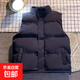 清倉撿漏羽絨棉馬甲男女款秋冬季學(xué)生寬松加厚保暖坎肩棉衣外套 藏青色 XL 建議100-120斤