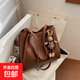 大容量春季通勤單肩包包女包2025新款大學(xué)生上課包百搭斜挎托特包 咖色