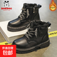 兒童棉鞋冬季加絨保暖男女童棉靴厚底防滑中大童馬丁靴皮面 黑色 【大棉厚絨】 35 （內長(cháng)22.0cm）