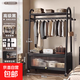 掛衣架落地臥室內家用簡(jiǎn)易衣帽柜輕奢可移動(dòng)客廳陽(yáng)臺曬晾衣服架子 80CM雅黑【頂層置物款+防塵儲物柜】