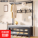 衣帽架落地門(mén)廳臥室門(mén)口換鞋凳簡(jiǎn)約現代鞋架掛衣架一體簡(jiǎn)易晾衣架 100cm黑【絨布坐墊】