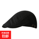 四季款純棉前進(jìn)帽純色復古英倫風(fēng)報童帽女士簡(jiǎn)約百搭文藝貝雷帽男 黑色 M （55-59cm）