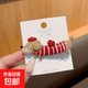 韓系可愛(ài)條紋臘腸狗兩件套發(fā)夾女高級感劉海碎發(fā)邊夾側邊夾子頭飾 【紅色】條紋臘腸小狗發(fā)夾