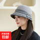 秋冬季新款漁夫帽女韓版優(yōu)雅百搭顯臉小盆帽英倫洋氣保暖毛呢帽子 灰色 均碼