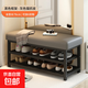 換鞋凳門(mén)口家用入戶(hù)玄關(guān)穿鞋凳簡(jiǎn)約鞋架坐凳一體進(jìn)門(mén)鐵藝收納凳 灰色80cm【科技布】加粗加厚