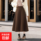 法式毛呢半身裙女秋冬款小個(gè)子高腰顯瘦遮胯a字裙中長(cháng)款大擺傘裙 6940咖色系#垂順百搭毛呢裙 XL (推薦【115-125斤】)