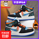 巴布豆（BOBDOG）童鞋兒童板鞋男童運動(dòng)鞋加絨二棉鞋秋冬季新款中大童女童休閑鞋潮 藍黑桔加絨【高幫】1308 34 鞋內長(cháng)21.8cm