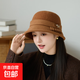 秋冬季新款漁夫帽女韓版優(yōu)雅百搭顯臉小盆帽英倫洋氣保暖毛呢帽子 焦糖 均碼