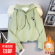 女童衛衣2025新款春秋大童洋氣小女孩韓版秋冬連帽衫時(shí)髦加絨上衣 綠色【連帽衛衣衫】加絨款 170 適合身高160cm左右